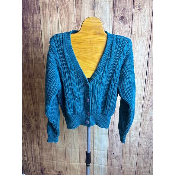 Vintage Paris Sport Button Up Cardigan Deep Teal Women's Size S - Picture 1 of 6